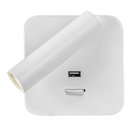 Aplique 3w 4000k Giotto Cuadrado Blanco Puerto Usb  150lm C/interruptor 14x14x12cm Orientb