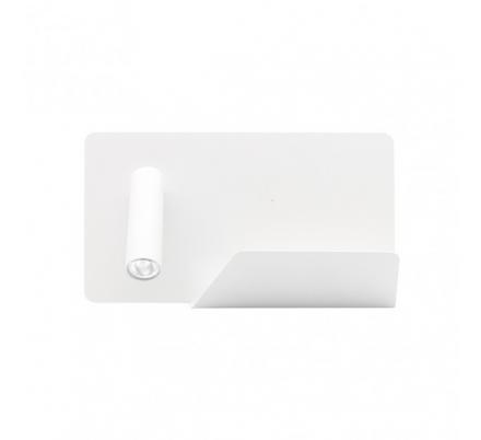 Aplique 3w 4000k Miguel Angel Izqdo Blanco C/usb  Y Estante 150lm 16x28x12 Cm Orientable