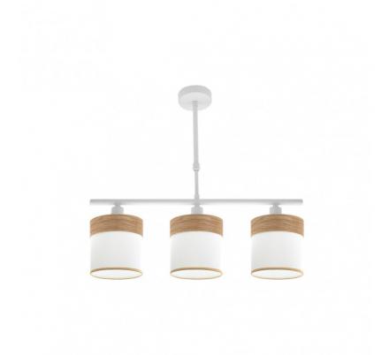 Lampara Cloe 3xe14 Blanca/blanca-madera Clara Regx55x14 cm