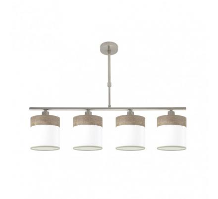 Lampara Cloe 4xe14 Niquel/blanca-madera Gris Regx75x14 cm