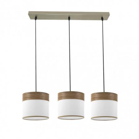 Regleta Cloe 3xe27 Cuero/blanca-madera Oscura Regx60x16 cm