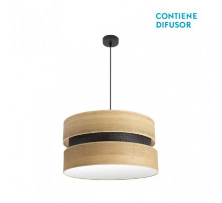 Colgante Colet 2xe27 Negro/madera Clara Regx50x50 Cm