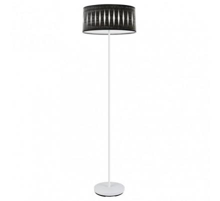 Pie Salon Piron 1xe27 Blanco/madera Negra 165x40x40 Cm