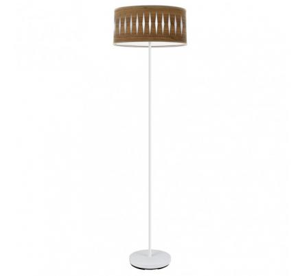 Pie Salon Piron 1xe27 Blanco/madera Oscura 165x40x40 Cm