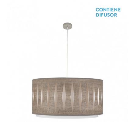 Colgante Alexandra 3xe27 Niquel/madera Gris Regx60x60 cm