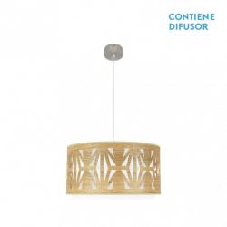 Colgante Katerina 2xe27 Niquel/Madera Clara Regx50x50 cm