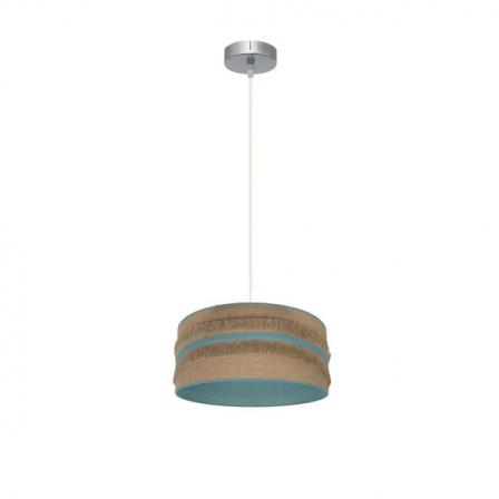 Colgante Natalia 1xe27 Niquel/saco-turquesa Regx30x30 Cm