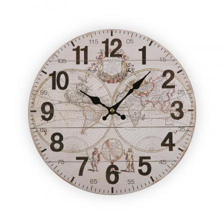 RELOJ MADERA WORLD 28CM