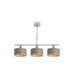 Lampara Gilda 3xe14 Cromo/madera Gris Regx55x14 Cm