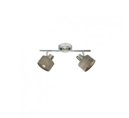 Regleta Nando 2xe14 Cromo-niquel/mad.gris  Focos Orientables 16x36,5x10 Cm