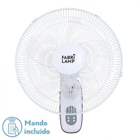 Ventilador Pared Cuta Blanco 3Vel. 50w C/remoto  Oscilante 5 Aspas Transp. Temporizador 53x43x30 Cm