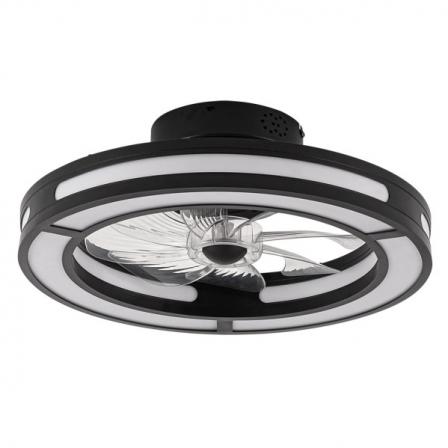 Ventilador DC 58w Kastoria Negro 8 Aspas Abs Transp 50d 6 Velocidades 5900lm 3 Colores C/remoto, Memoria Y Temporizador