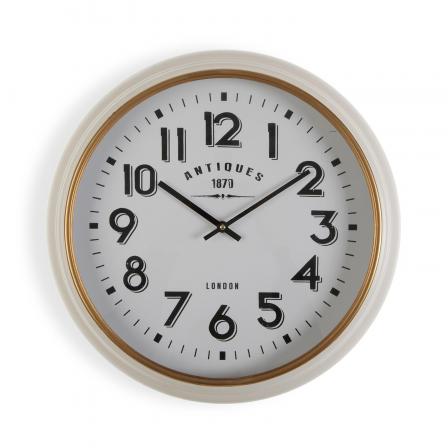 RELOJ PARED METAL BLANCO DORA