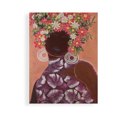 CUADRO FLOWER WOMAN ROSA