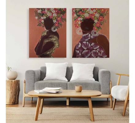 CUADRO FLOWER WOMAN ROSA