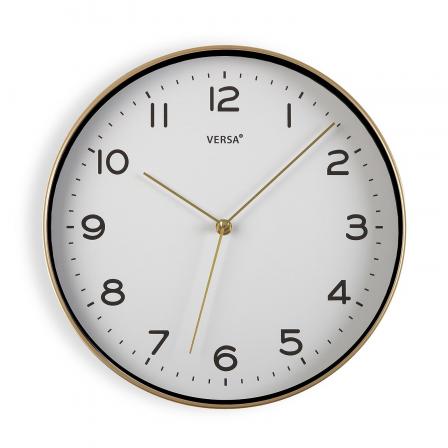 RELOJ BLANCO MARCO DORADO