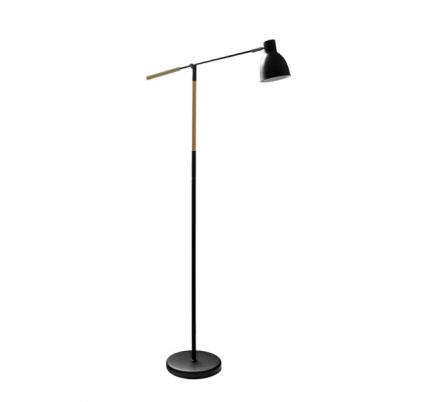 Pie De Salon Acople 1xe27 Negro/haya Orientable 360º Articulable 137x25,5x55 Cm