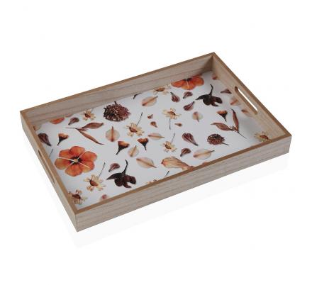 BANDEJA MADERA FLORES 45X30