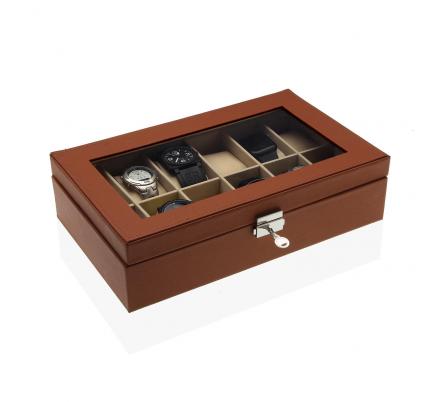 CAJA PARA 12 RELOJES MARRÓN