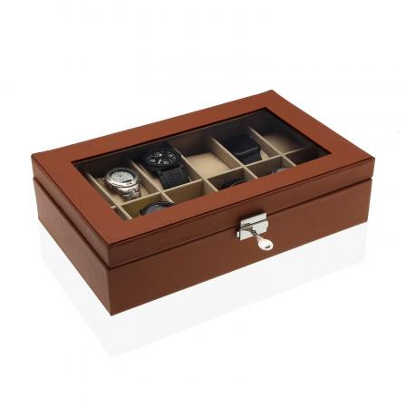 CAJA PARA 12 RELOJES MARRÓN