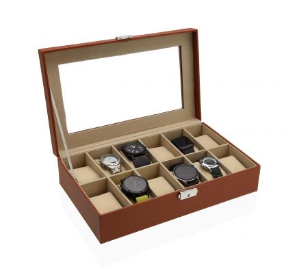 CAJA PARA 12 RELOJES MARRÓN