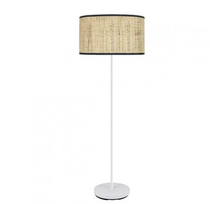 Pie Salon Moda 1xe27 Blanco/cañizo Oscuro 163x40x 40 Cm