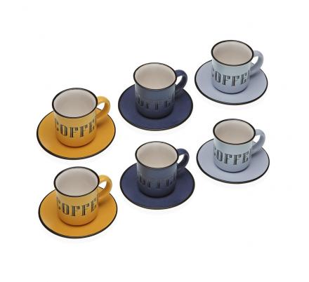 SET 6 CAFE TAZAS C/PLATO ABIA