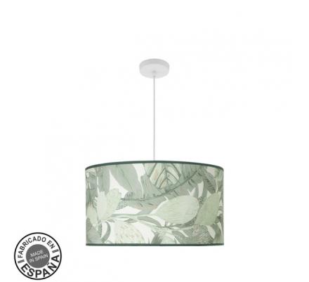 Colgante Moda 3xe27 Blanco/hoja Verde Regx50x50cm C/difusor