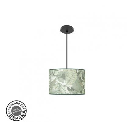 Colgante Moda 1xe27 Negro/hoja Verde Regx30x30cm
