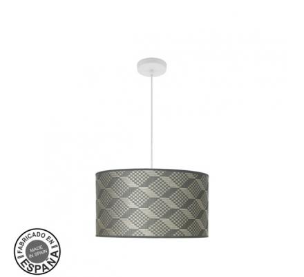 Colgante Moda 2xe27 Blanco/tetris Gris Regx40x40cm C/difusor