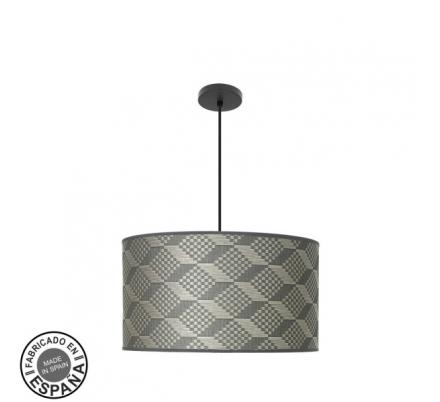 Colgante Moda 3xe27 Negro/tetris Gris Regx50x50cm C/difusor