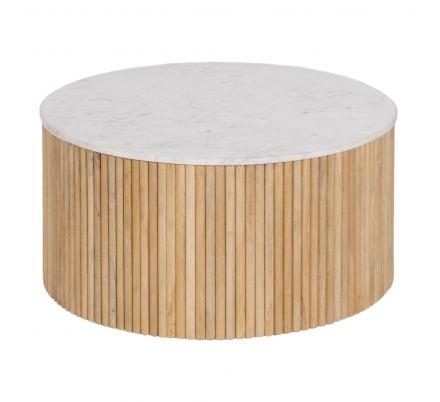 MESA CENTRO NATURAL-BLANCO MÁRMOL/MADERA 80 X 80 X 40 CM