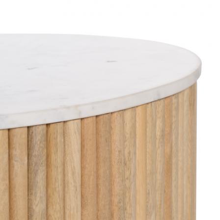 MESA CENTRO NATURAL-BLANCO MÁRMOL/MADERA 80 X 80 X 40 CM