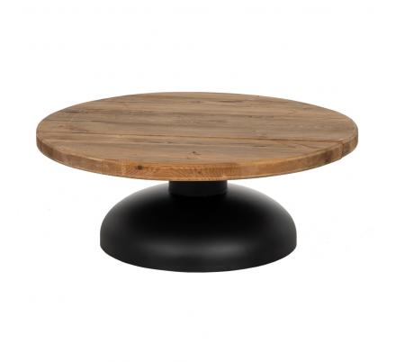 MESA CENTRO NATURAL-NEGRO MADERA-HIERRO 90 X 90 X 35 CM