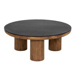 MESA CENTRO NATURAL-NEGRO MADERA DE PINO 90 X 90 X 35 CM
