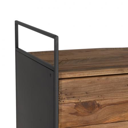 MUEBLE NATURAL-NEGRO MADERA-HIERRO SALÓN 180 X 40 X 190 CM