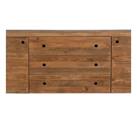 MUEBLE NATURAL-NEGRO MADERA-HIERRO SALÓN 180 X 40 X 190 CM