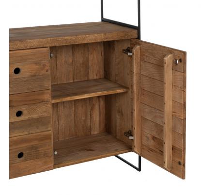 MUEBLE NATURAL-NEGRO MADERA-HIERRO SALÓN 180 X 40 X 190 CM