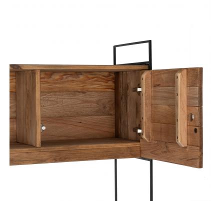 MUEBLE NATURAL-NEGRO MADERA-HIERRO SALÓN 180 X 40 X 190 CM