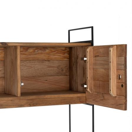 MUEBLE NATURAL-NEGRO MADERA-HIERRO SALÓN 180 X 40 X 190 CM