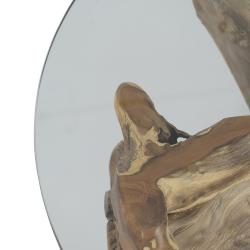 MESA CENTRO NATURAL MADERA / CRISTAL 90 X 90 X 45 CM