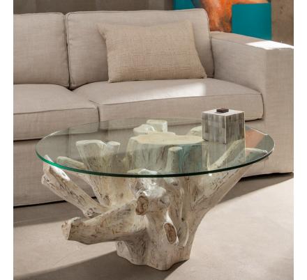 MESA CENTRO BLANCO ROZADO 90 X 90 X 45 CM