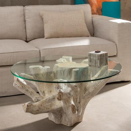 MESA CENTRO BLANCO ROZADO 90 X 90 X 45 CM
