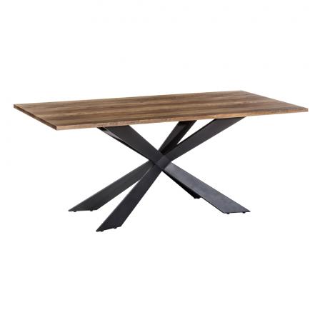 MESA COMEDOR NEGRO-MARRÓN METAL / MDF 180 X 93 X 75 CM