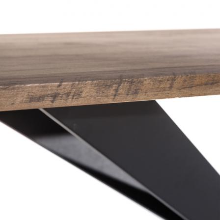 MESA COMEDOR NEGRO-MARRÓN METAL / MDF 180 X 93 X 75 CM