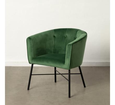 SILLÓN TERCIOPELO VERDE TEJIDO-METAL 69 X 60 X 75 CM