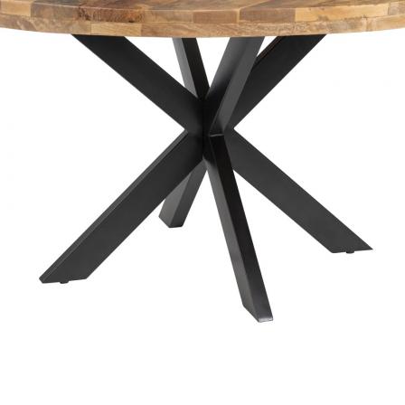 MESA COMEDOR NATURAL-NEGRO MADERA-HIERRO 140 X 140 X 77 CM