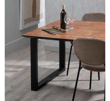 MESA COMEDOR NEGRO-MARRÓN MADERA-HIERRO 160 X 90 X 76 CM