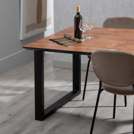 MESA COMEDOR NEGRO-MARRÓN MADERA-HIERRO 160 X 90 X 76 CM