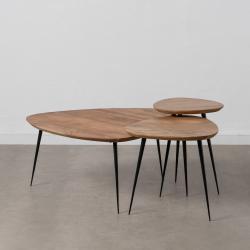S/3 MESA CENTRO NATURAL MADERA-METAL 86 X 81 X 43 CM